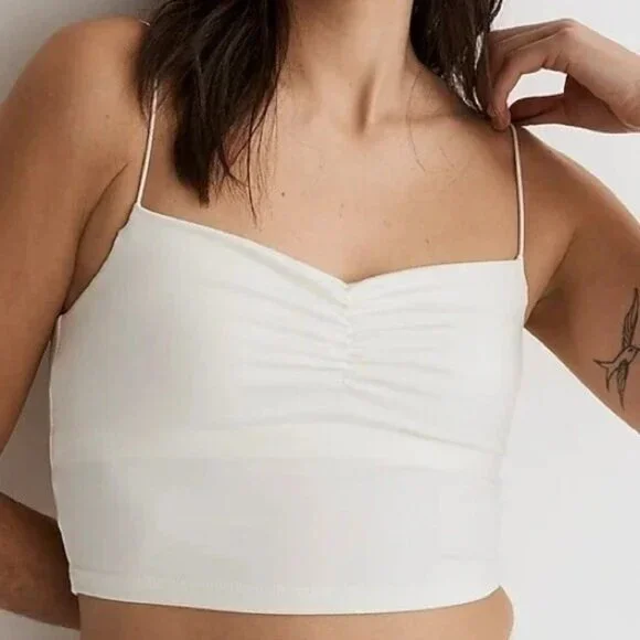 Free People Madewell Crop Tops Lot of 2 Sz XS/XXS in Metallic Black & Off White - Picture 3 of 16
